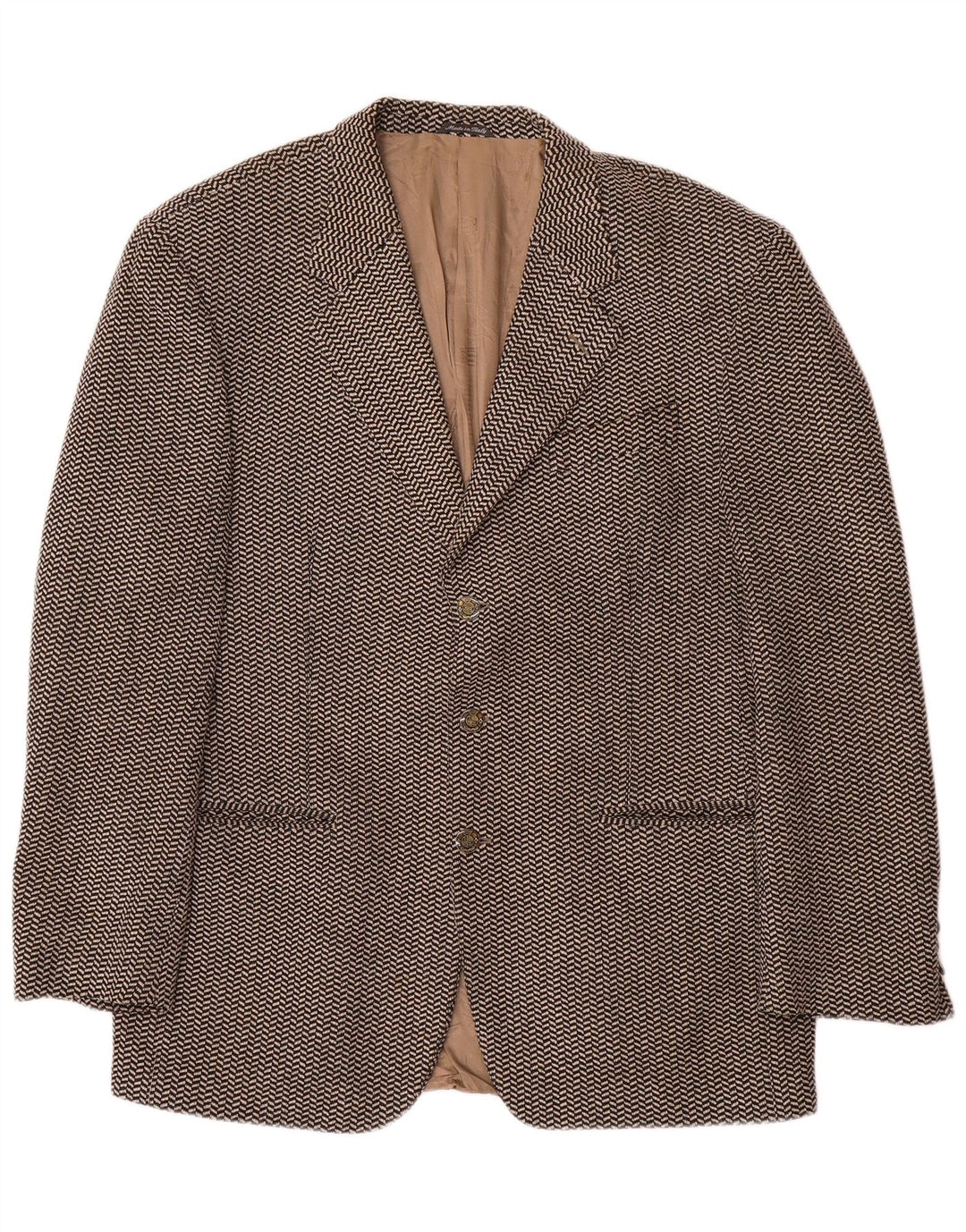 Ferre Veste Blazer 3 Boutons Homme IT 52 XL Laine à Chevrons Marron