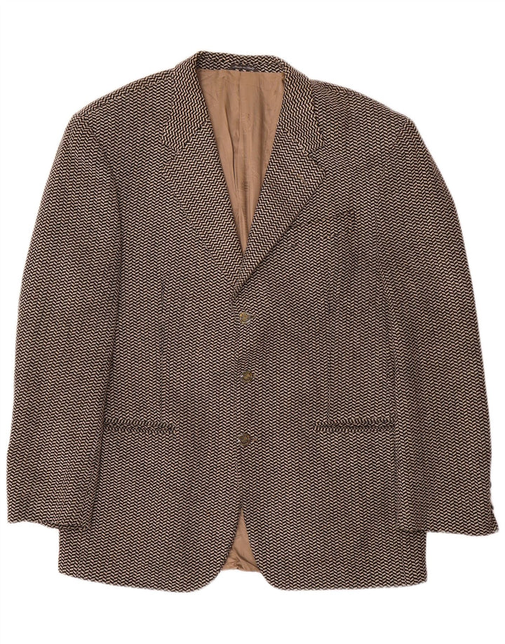 Ferre Veste Blazer 3 Boutons Homme IT 52 XL Laine à Chevrons Marron