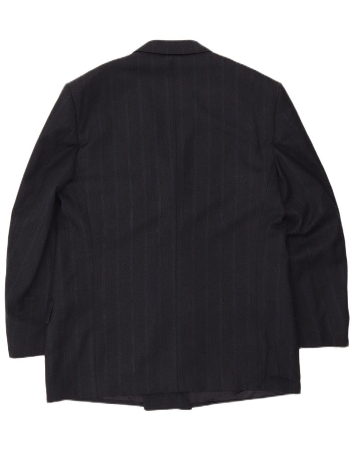 Ungaro Veste blazer double boutonnage pour homme UK 38 Bleu marine moyen à fines rayures
