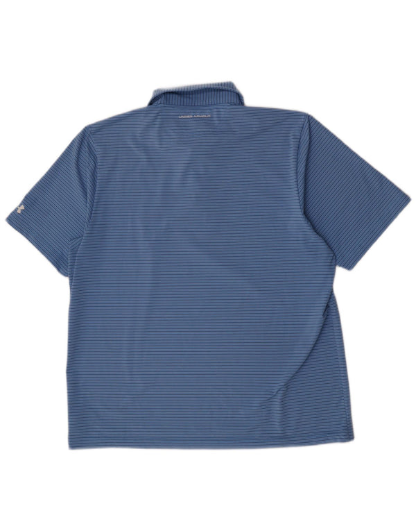 Under Armour Polo Heat Gear Homme XL Bleu Rayure Polyester