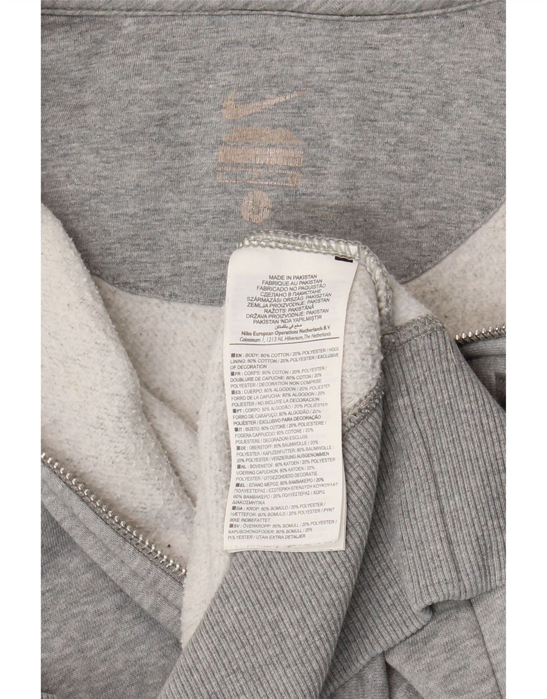 Nike Pull à capuche zippé graphique pour homme Petit coton gris