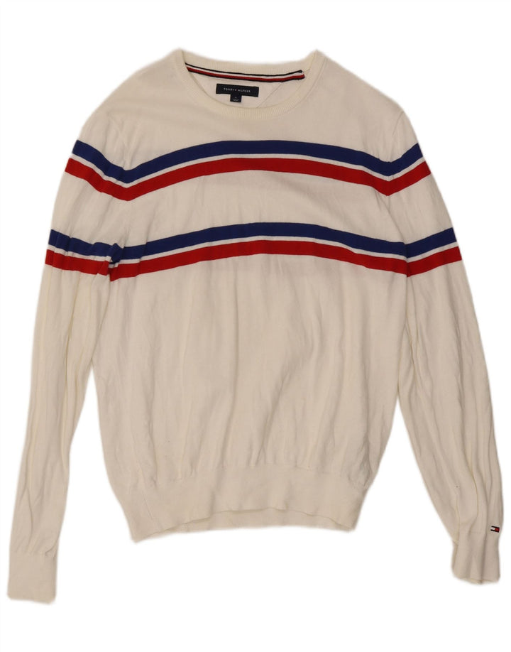 Tommy Hilfiger Pull Ras du Cou Homme Blanc Moyen Colorblock