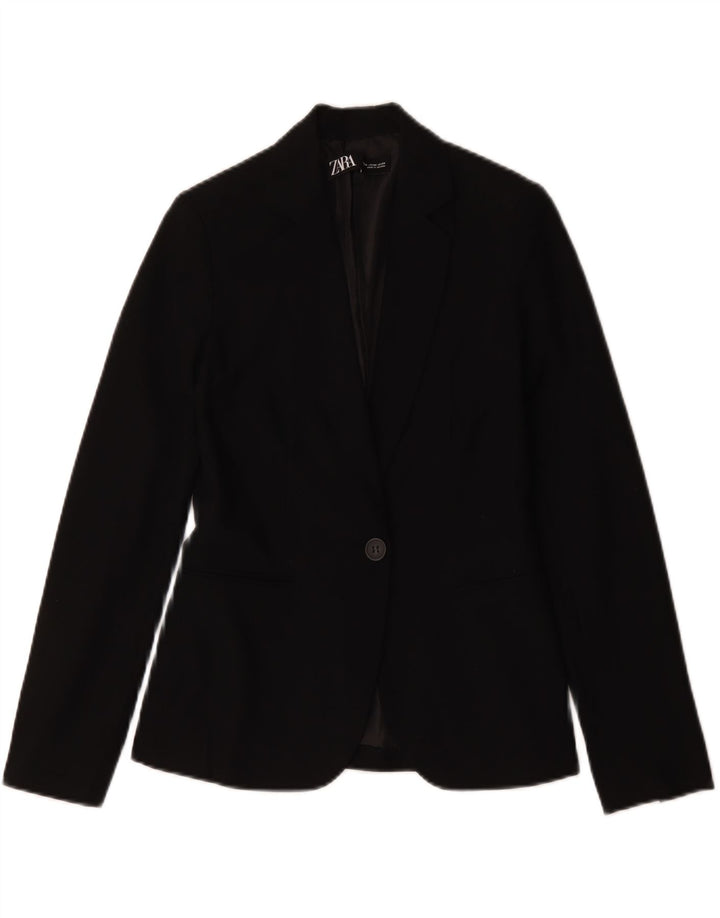 Zara Veste Blazer 1 Bouton Femme EU 34 2XS Noir Polyester