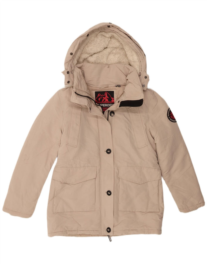 Superdry Parka à capuche pour femme UK 12 Beige moyen
