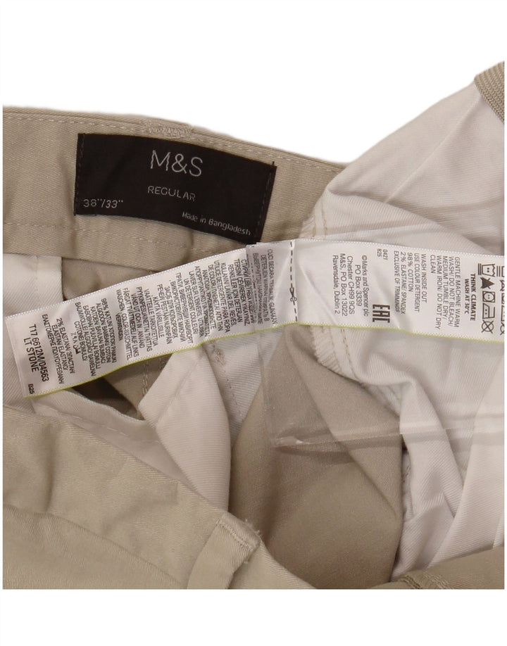 MARKS & SPENCER Pantalon Chino Droit Homme W38 L33 Coton Beige