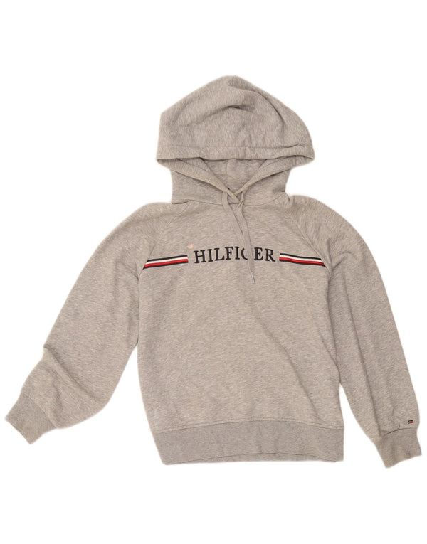 Tommy Hilfiger Pull à capuche surdimensionné graphique pour femme UK 6 XS Gris rayé
