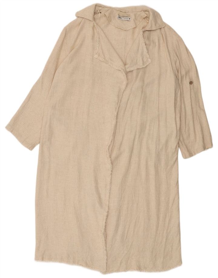 Zara Pardessus ouvert surdimensionné pour femme UK 14 Medium Off White Viscose