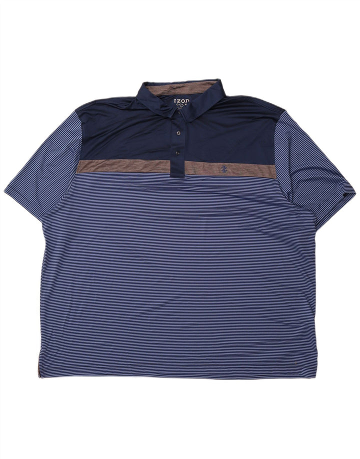 Polo de golf Izod pour homme 4XL en polyester rayé bleu marine