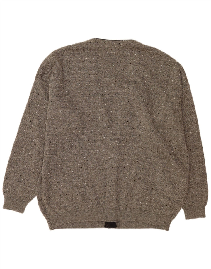 Il Granchio Pull Cardigan Homme 2XL Gris Moucheté Laine