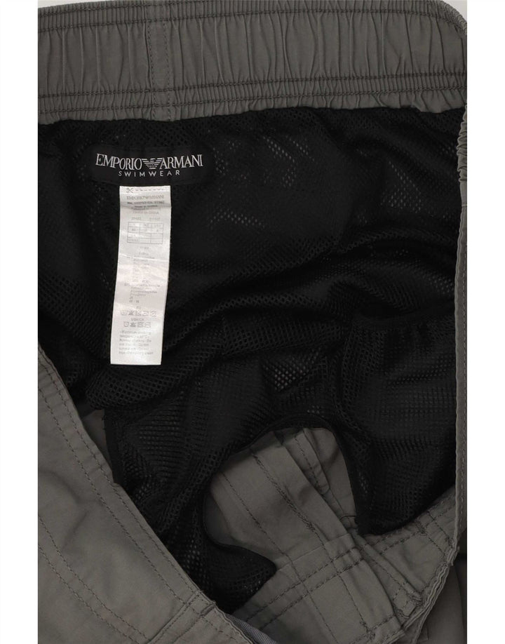 Emporio Armani Short de bain graphique pour hommes, grand gris, polyester