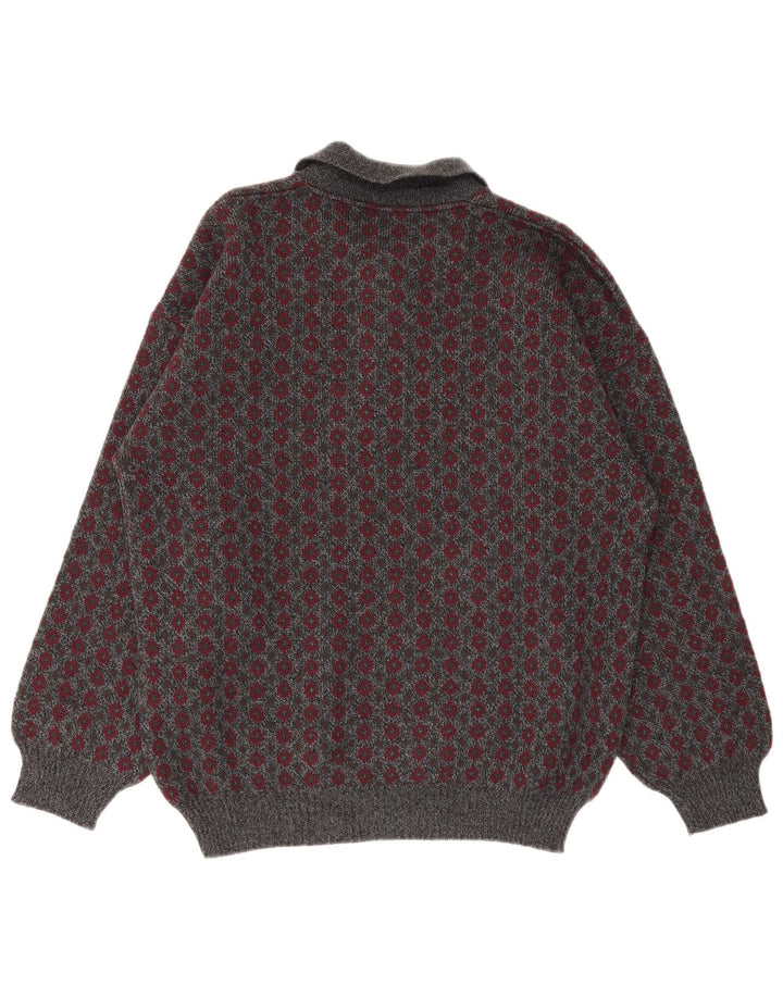 Viky Tricot Pull col polo pour homme IT 50 Gris moyen géométrique