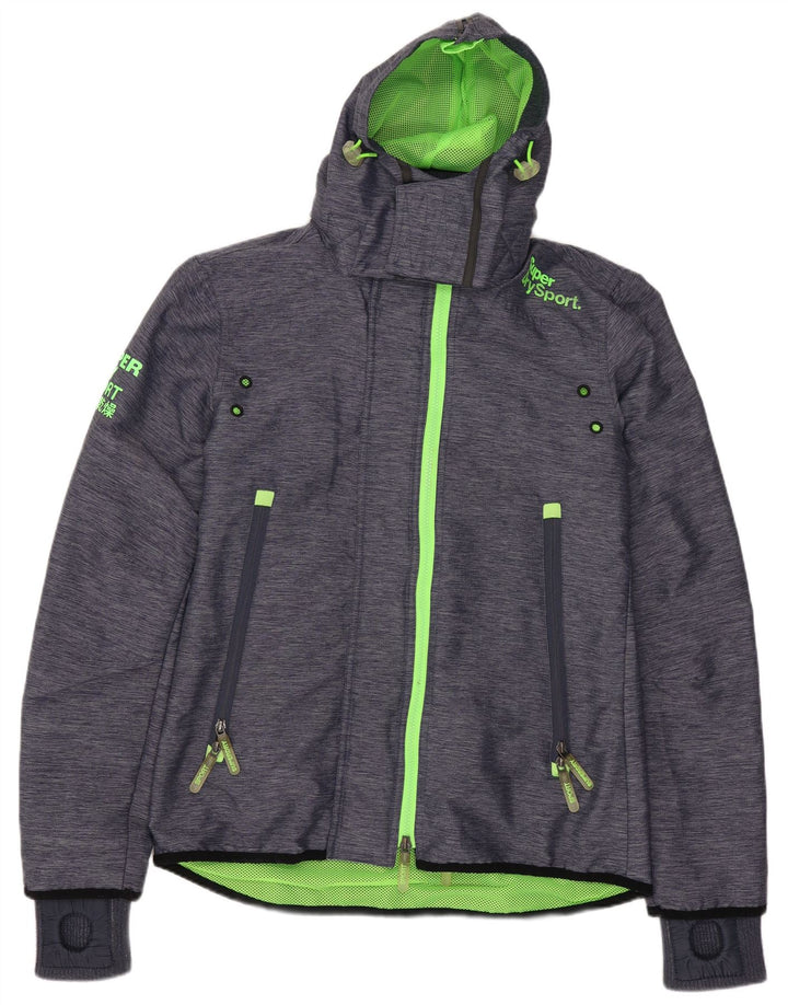 Superdry Veste coupe-vent à capuche pour femme UK 14 Medium Navy Blue Nylon