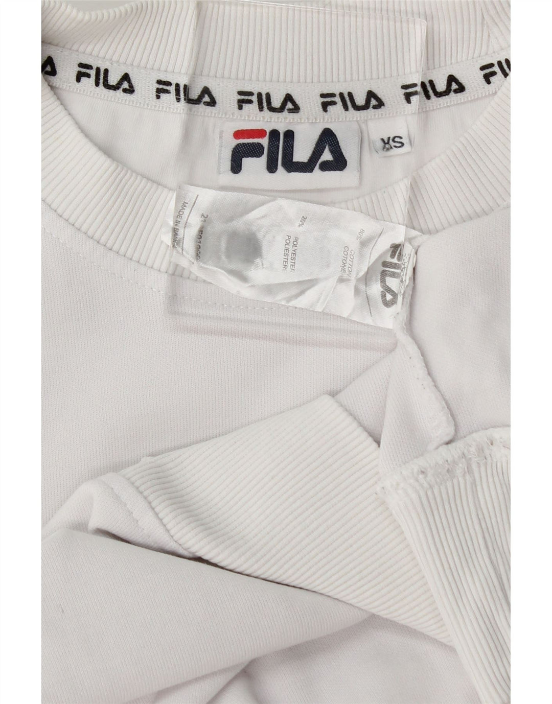 FILA Mens Graphic Sweatshirt Jumper XS White Cotton Vintage Fila and Second-Hand Fila from Messina Hembry 