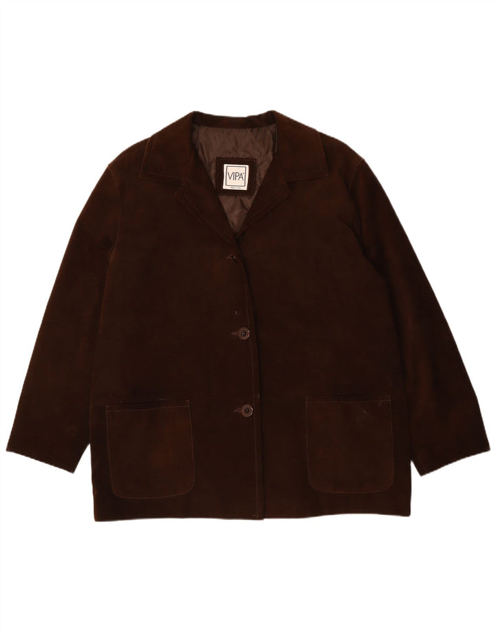 VIPA Veste en daim surdimensionnée pour femme UK 18 XL Cuir marron