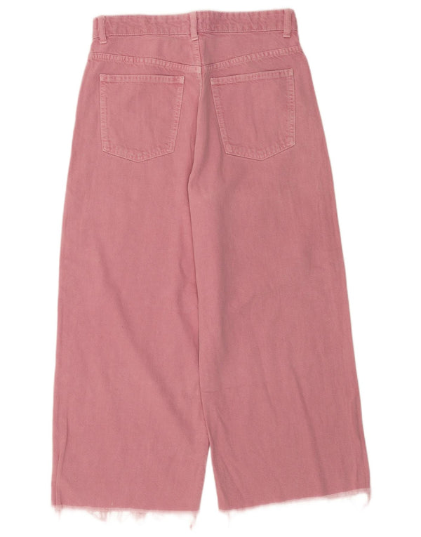 Zara Womens Crop Wide Leg Jeans EU 40 Medium W30 L24 Coton Rose