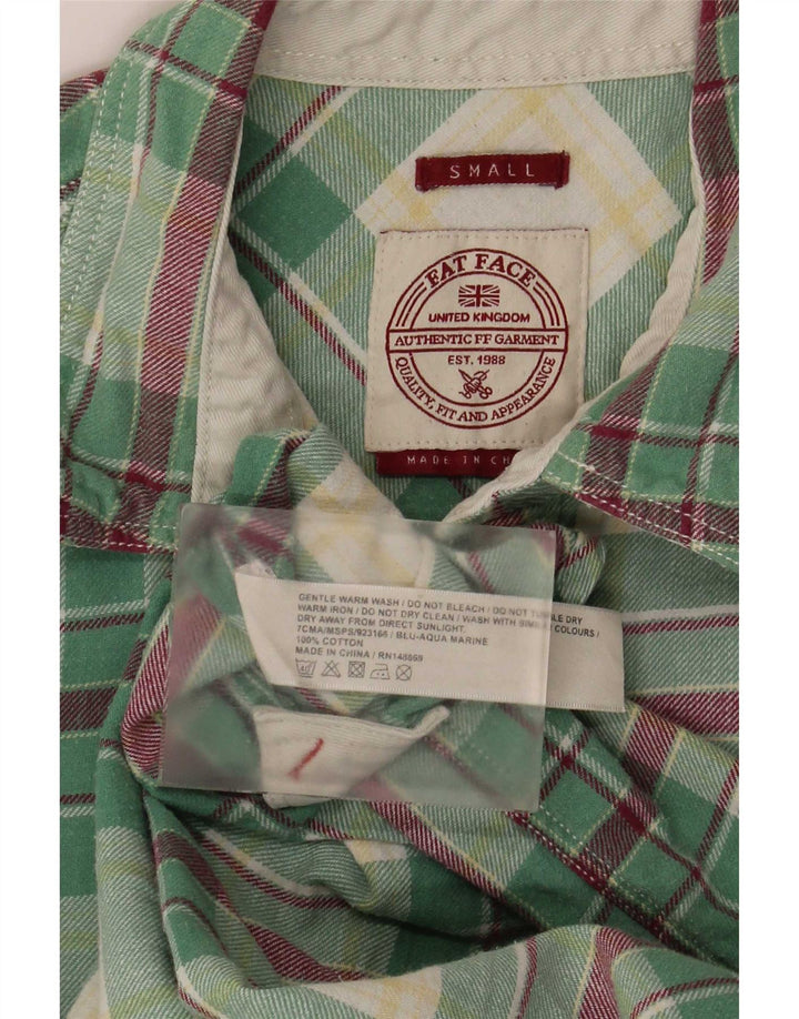 Fat Face Chemise en flanelle pour homme Petit coton à carreaux vert