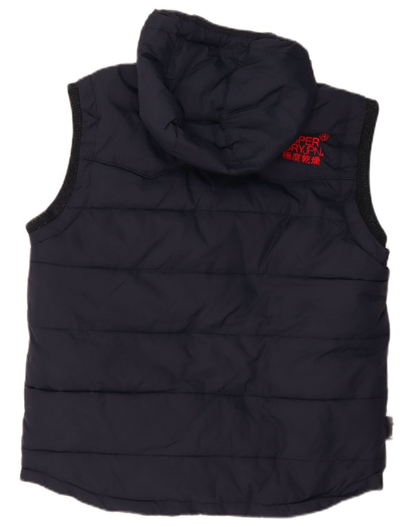 Superdry Gilet rembourré à capuche pour homme UK 42 XL Bleu marine Polyester