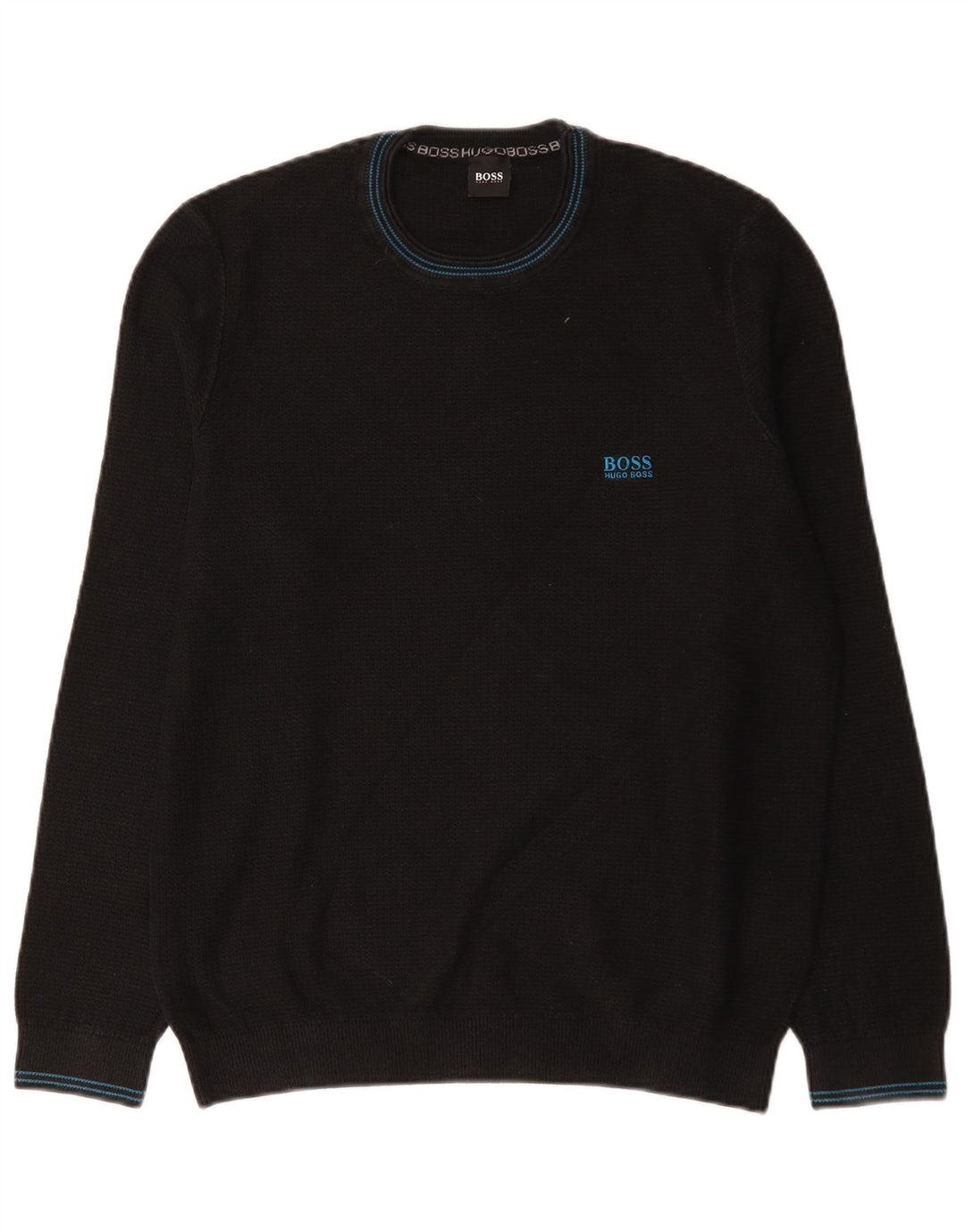 Hugo Boss Pull ras du cou pour homme en coton noir Large