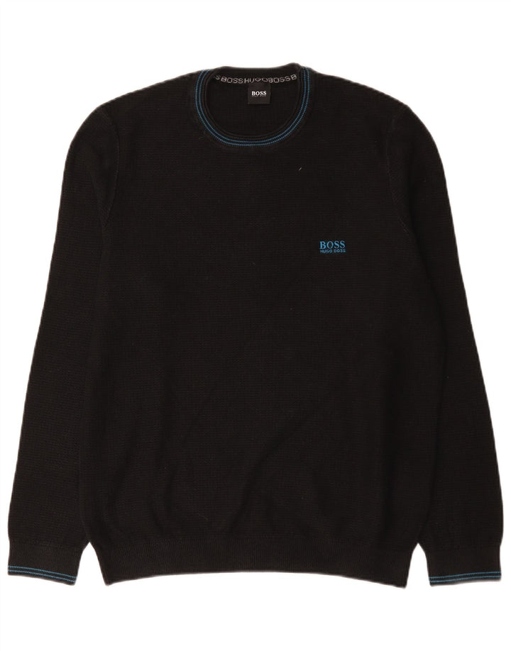 Hugo Boss Pull ras du cou pour homme en coton noir Large