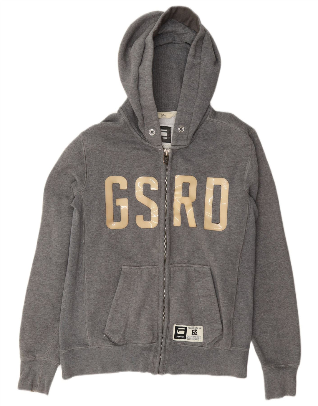 G-Star Pull à Capuche Graphique Zippé Homme Gris Moyen Coton