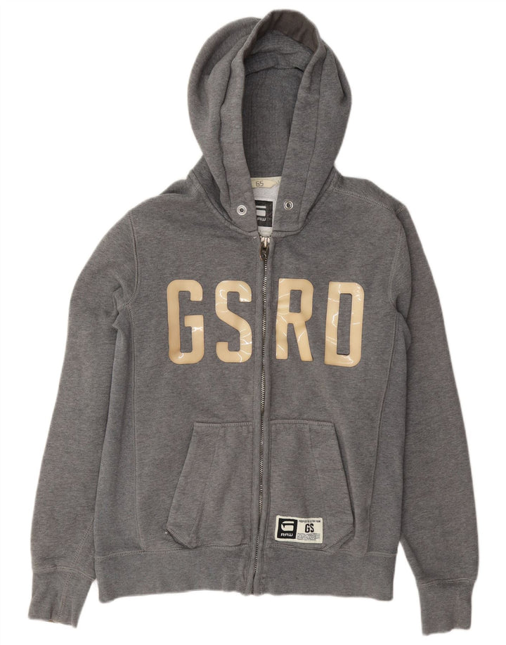 G-Star Pull à Capuche Graphique Zippé Homme Gris Moyen Coton