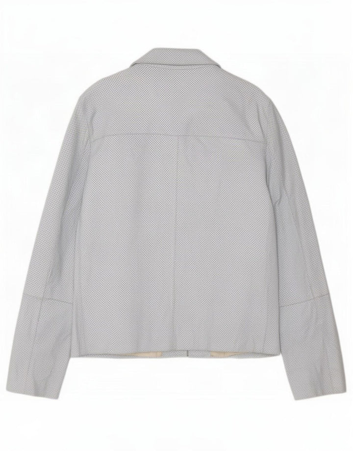 Marella Veste en cuir pour femme UK 16 Large Bleu à pois