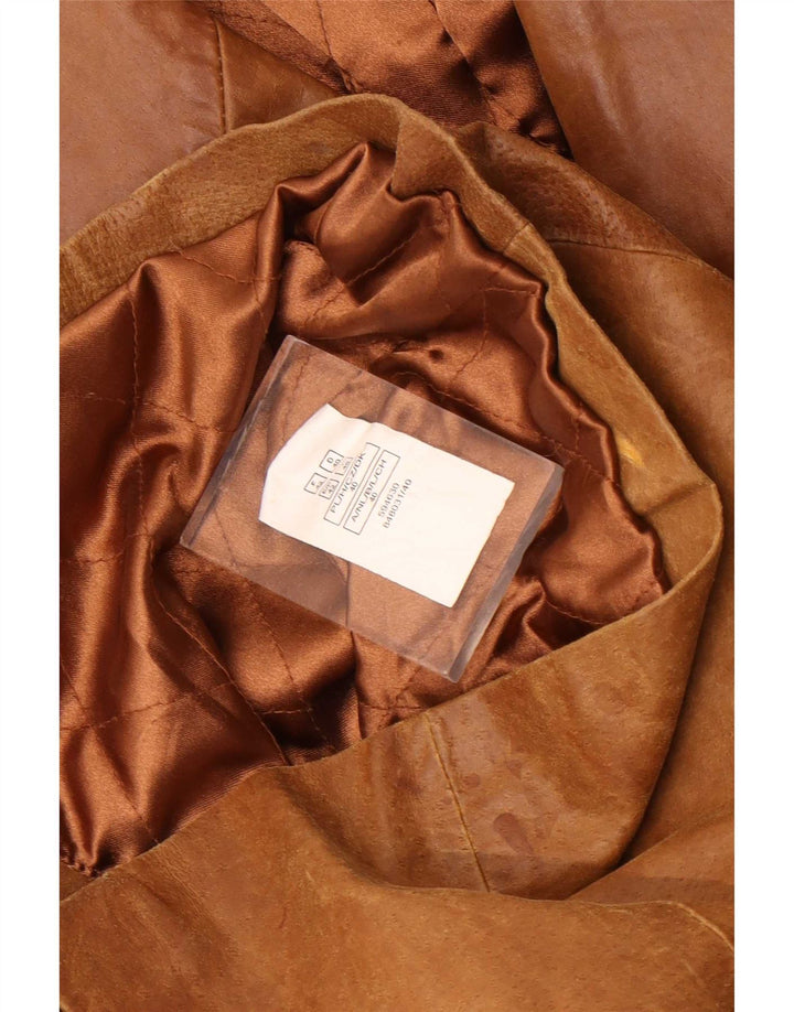manteau en cuir femme vintage IT 46 Grand Marron