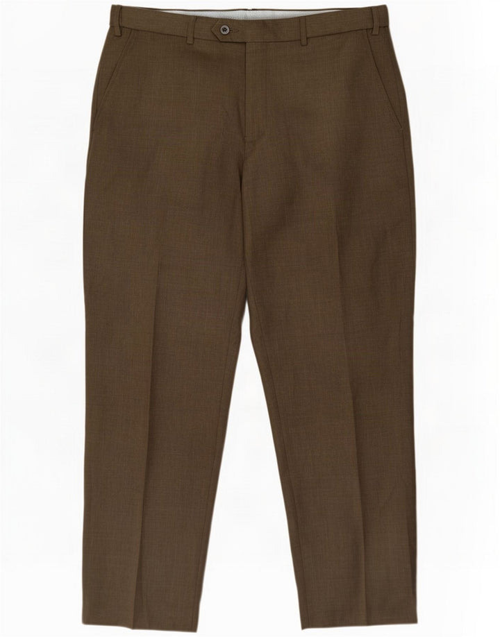 Marks & Spencer Pantalon de Costume Droit Homme W36 L31 Beige Polyester
