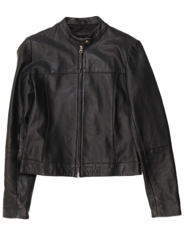 Veste en cuir femme vintage UK 14 Cuir noir moyen
