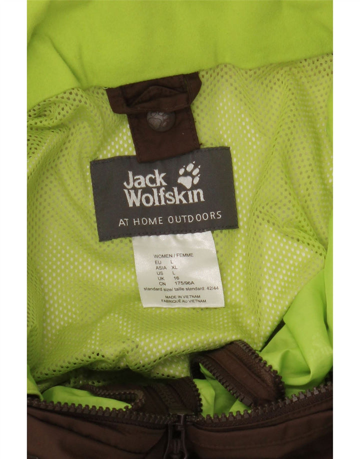 JACK WOLFSKIN Womens Hooded Windbreaker Jacket UK 16 Large Brown Polyamide Vintage Jack Wolfskin and Second-Hand Jack Wolfskin from Messina Hembry 