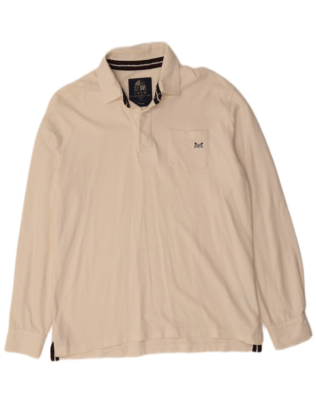 CREW CLOTHING Polo à manches longues pour homme en coton blanc