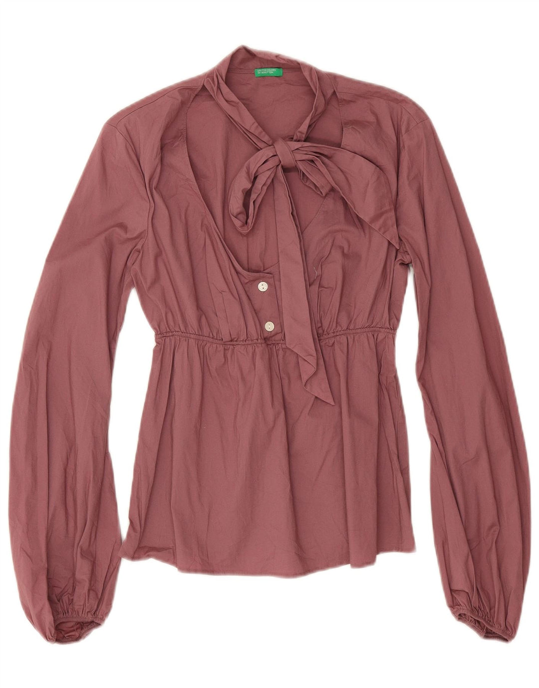 Benetton Chemisier à manches longues avec lien sur le devant pour femme UK 10 Petit Rose