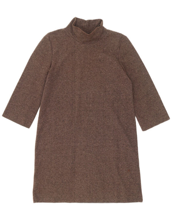 Zara Robe pull à manches 3/4 pour femme UK 10 Petit Marron Polyester