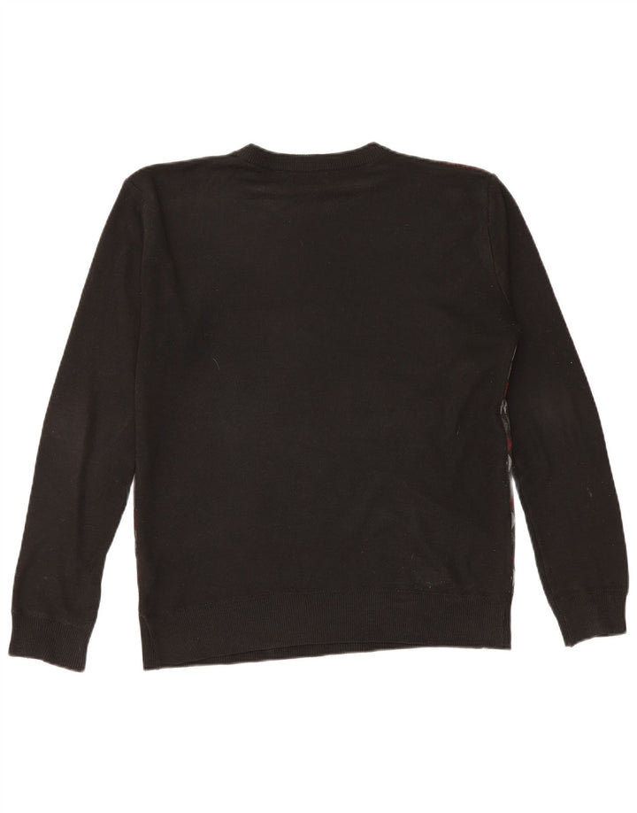 Pierre Cardin Pull à col rond pour homme en polyester géométrique noir