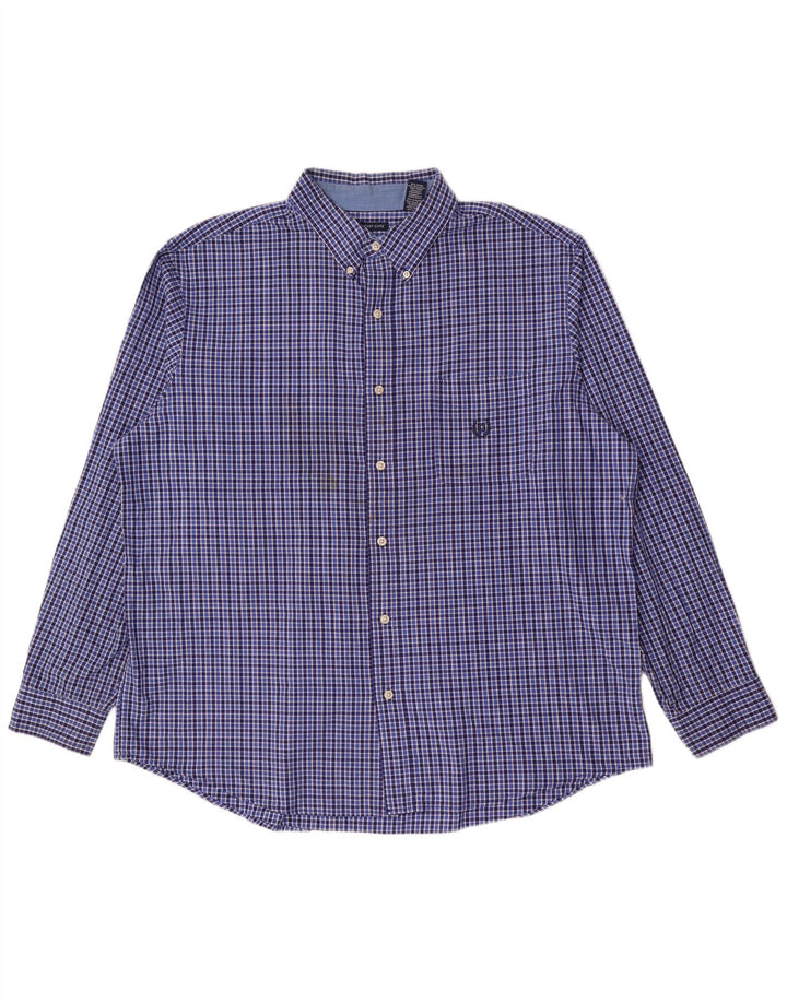 Chaps Chemise homme facile d'entretien 2XL en coton vichy bleu
