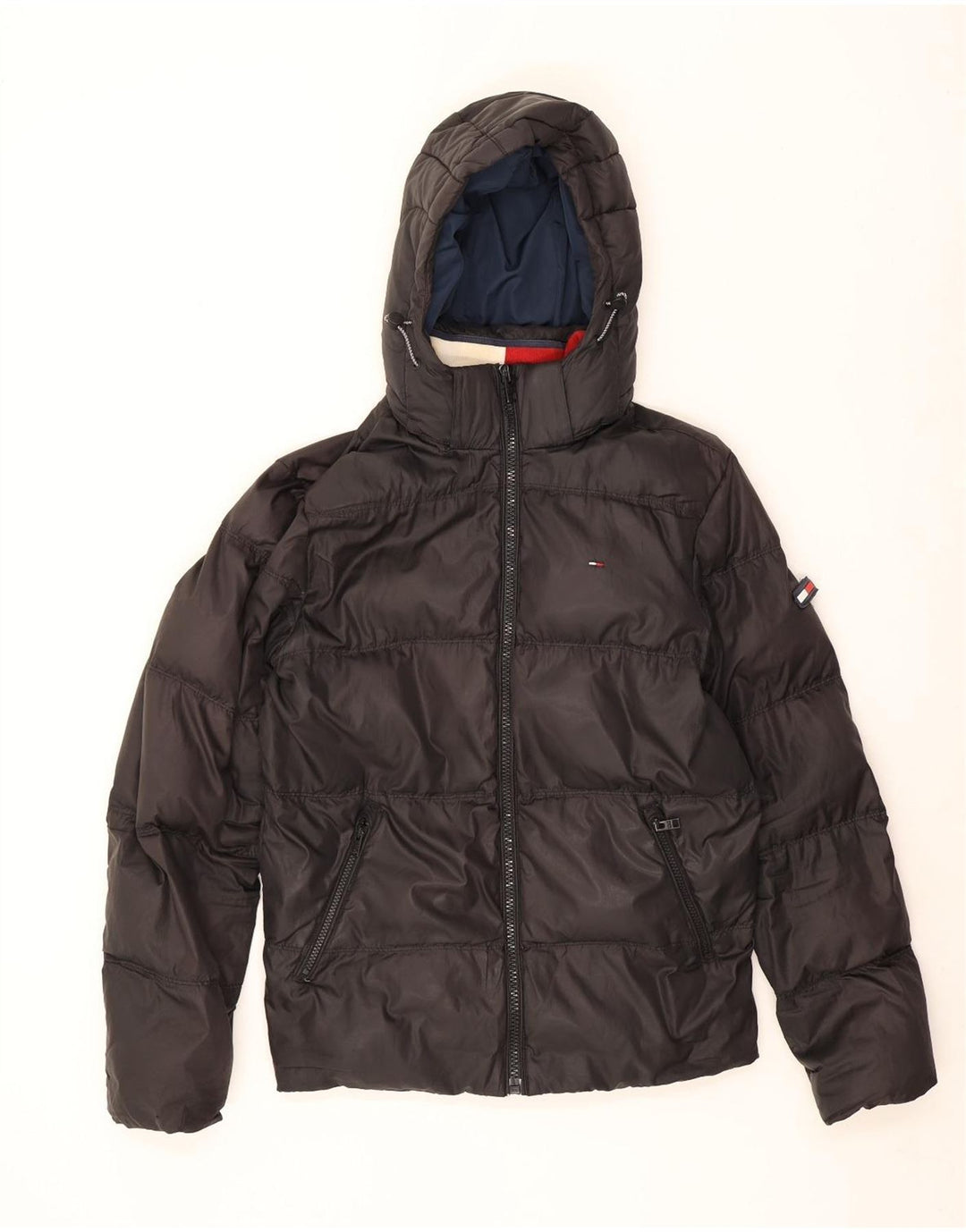 Tommy Hilfiger Veste matelassée à capuche pour homme UK 38 Medium Noir Polyester