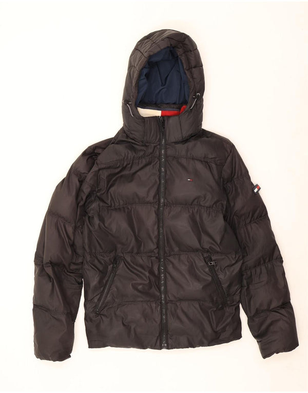 Tommy Hilfiger Veste matelassée à capuche pour homme UK 38 Medium Noir Polyester