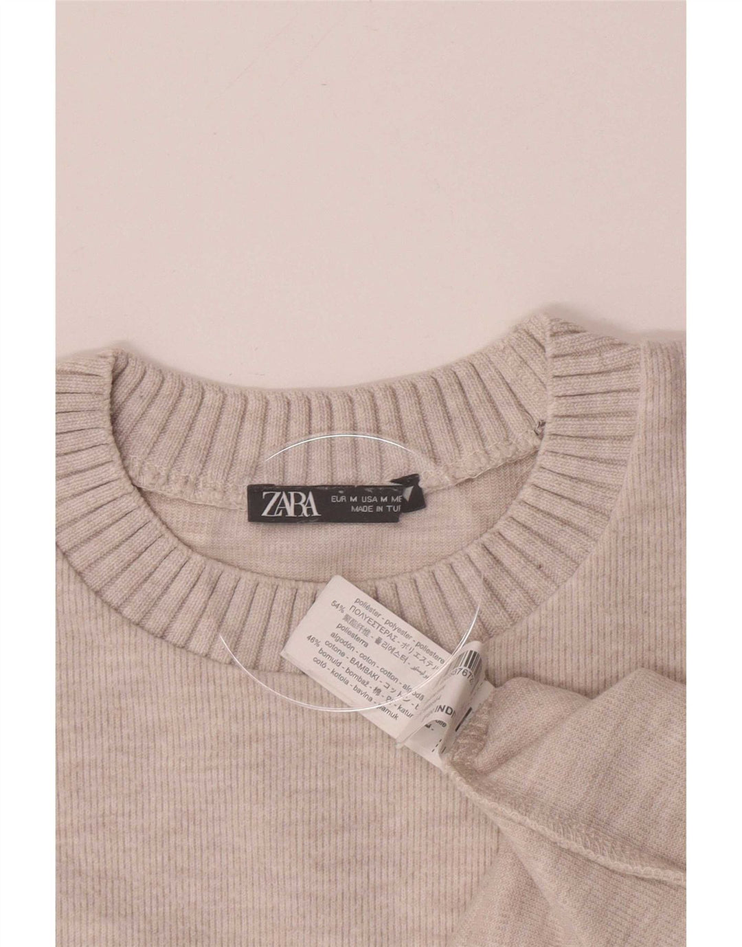 Zara Femme Chemisier Top UK 14 Polyester Beige Moyen