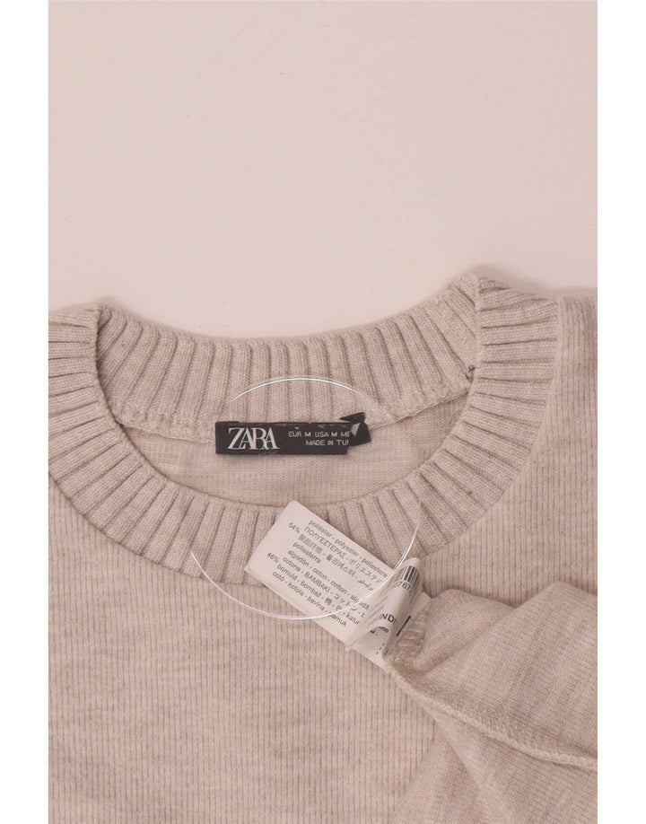 Zara Femme Chemisier Top UK 14 Polyester Beige Moyen