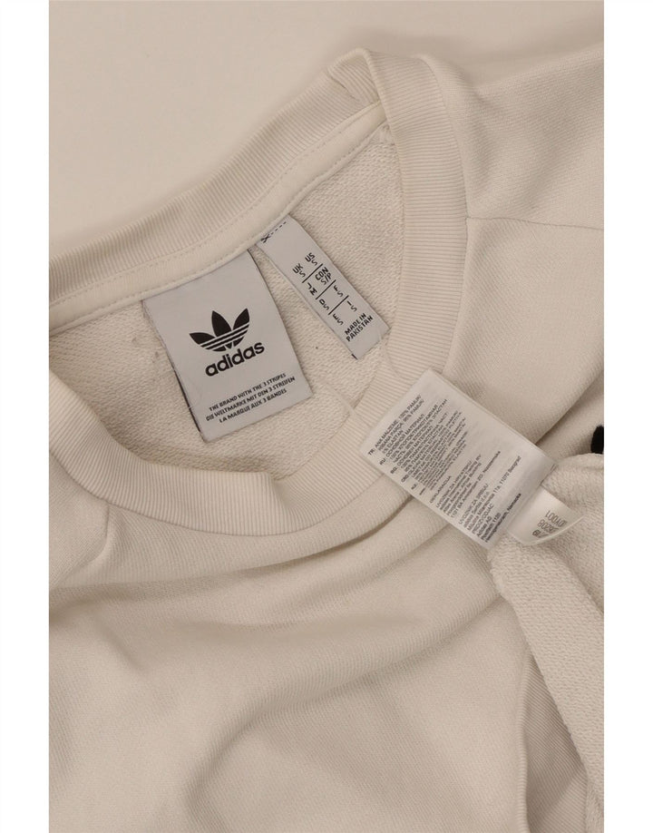 Adidas Sweat-shirt surdimensionné pour femme UK 10 Petit coton blanc