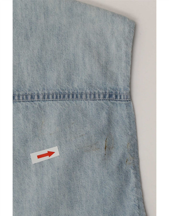 Wampum Chemise en jean sans manches pour homme Grand patchwork bleu