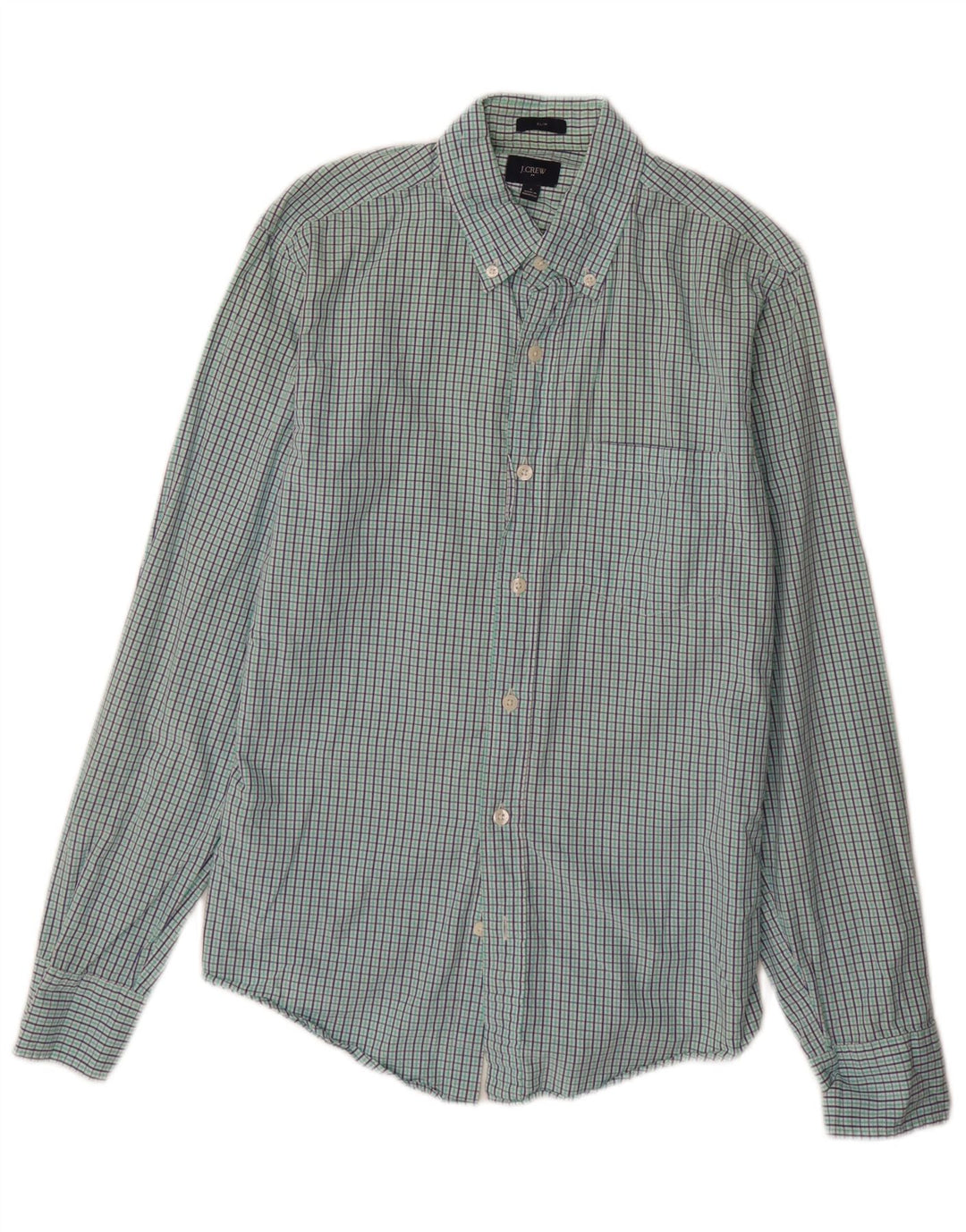 J. CREW Chemise Slim Homme Petit Carreau Vert Coton