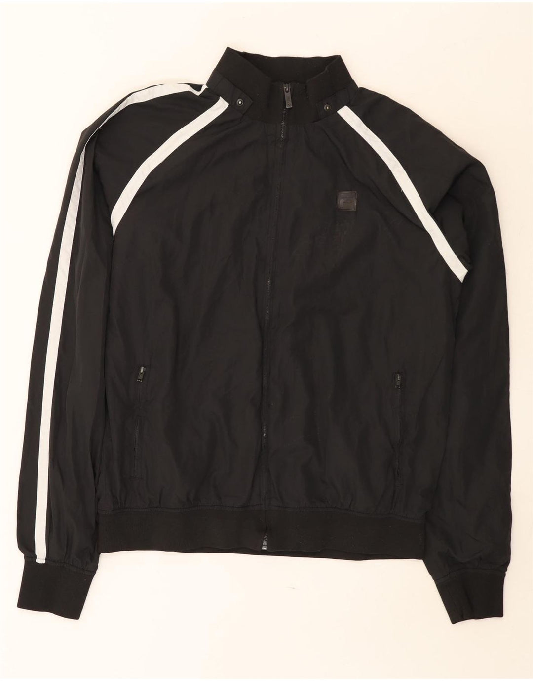 Fila Bomber Jacket Homme UK 40 Large Noir Colorblock Polyester