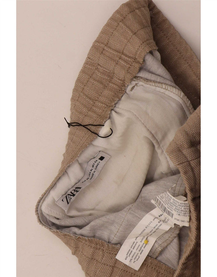 Zara Pantalon court slim pour femme XL W34 L26 Beige Polyester