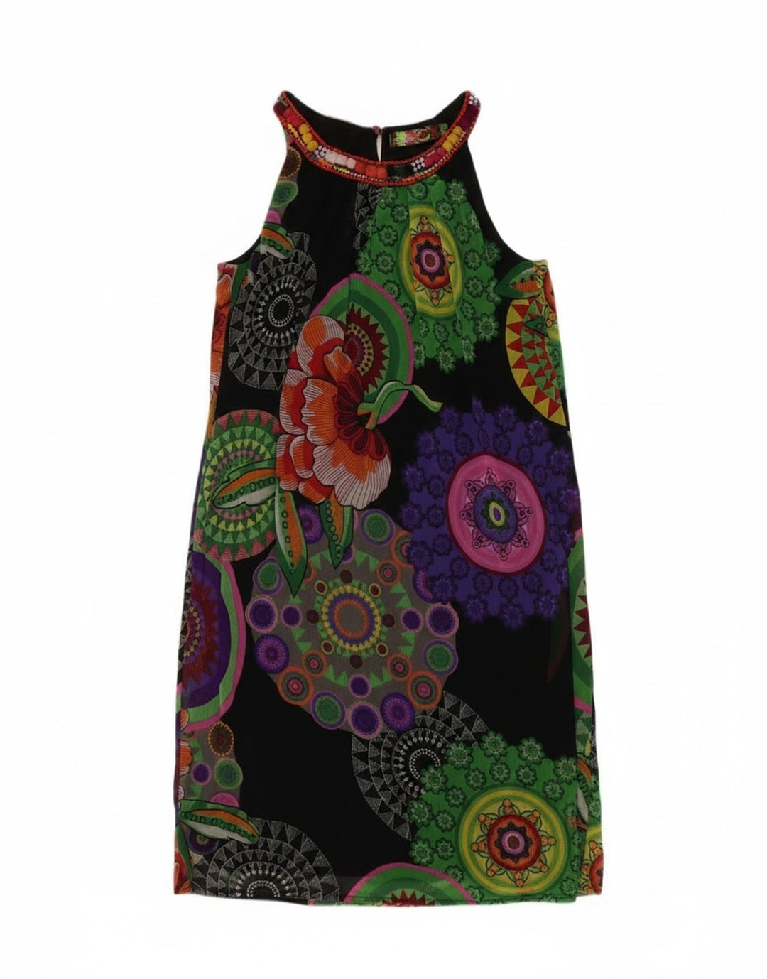 Desigual Robe dos nu surdimensionnée pour femme EU 34 XS Noir Floral