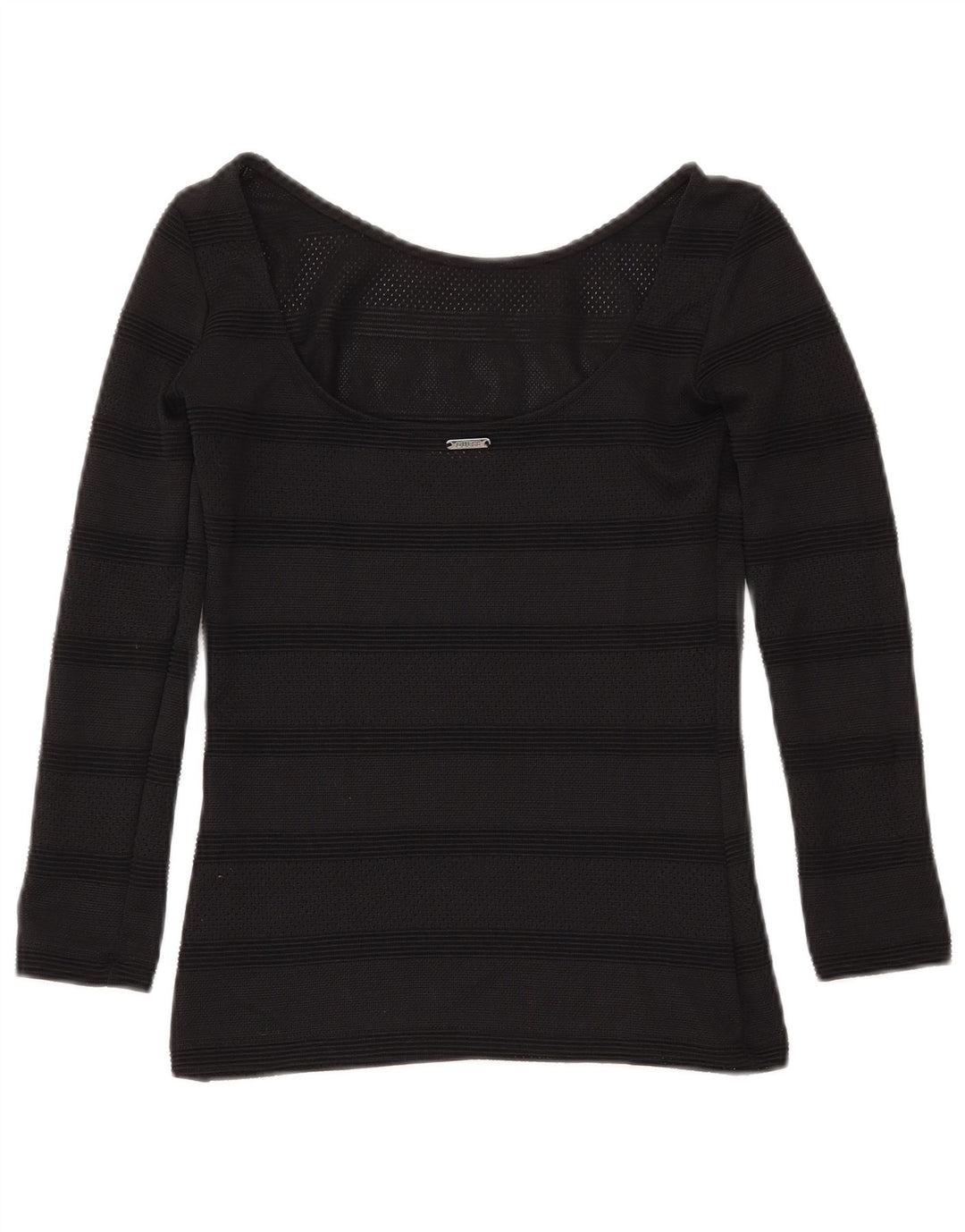 GUESS Pull court à col bateau pour femme UK 4 XS Noir rayé