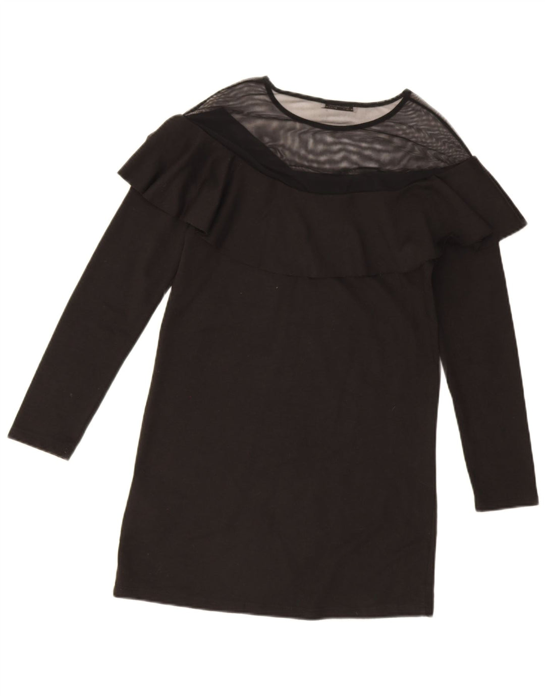 Zara Robe droite à manches longues pour femme UK 10 Petit Noir Polyester