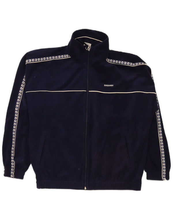 Diadora Veste de survêtement en velours graphique pour hommes UK 38 Bleu marine moyen