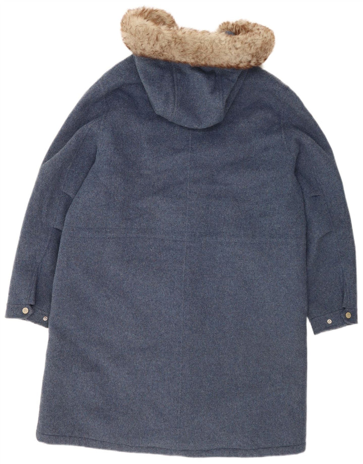Massimo Dutti Manteau surdimensionné à capuche pour femme UK 16 Grande laine bleue