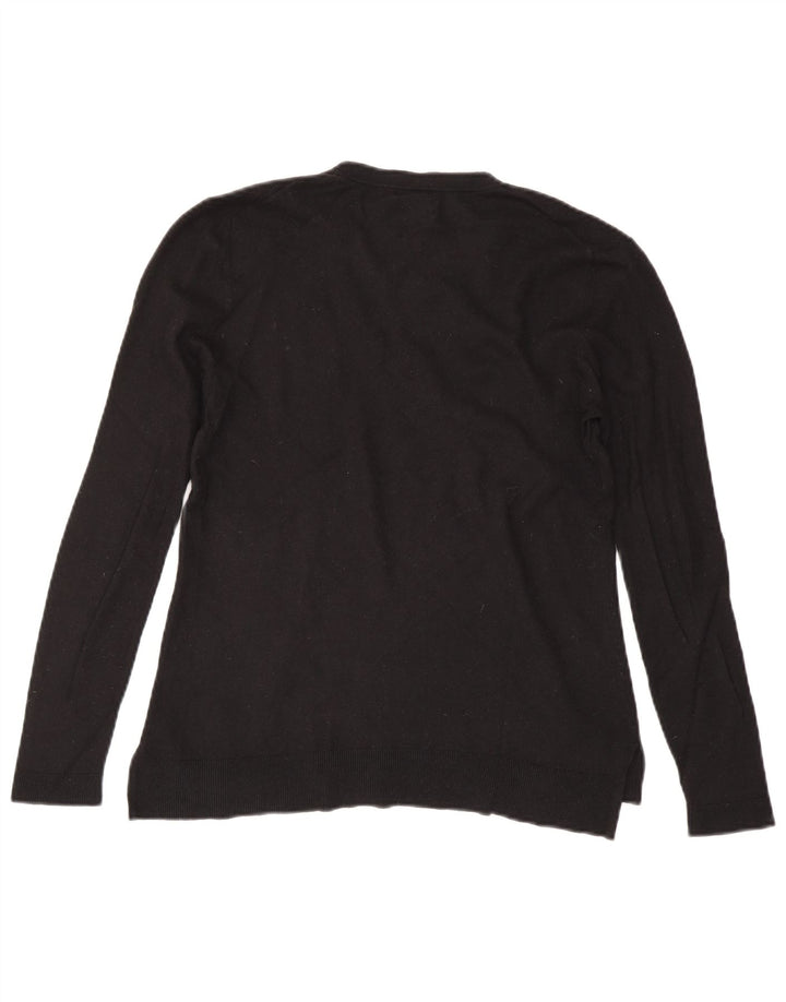 Massimo Dutti Pull col V pour femme UK 14 Grande laine noire